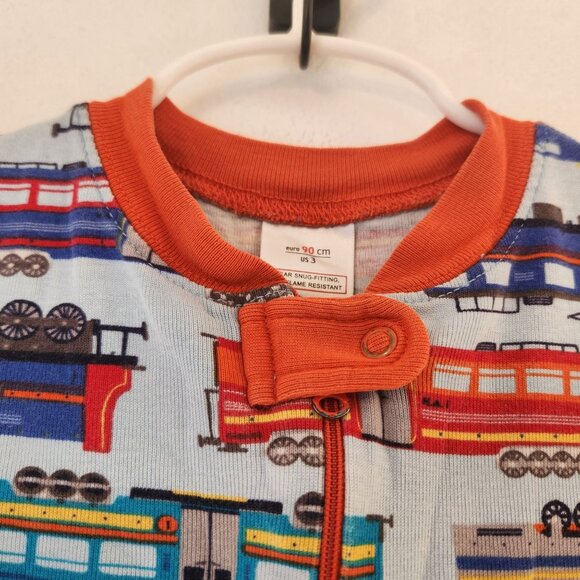 BUNDLE (2) Hanna Andersson Pajamas Full Zip Trains Dragons Toddler Boys 3T - Picture 5 of 13